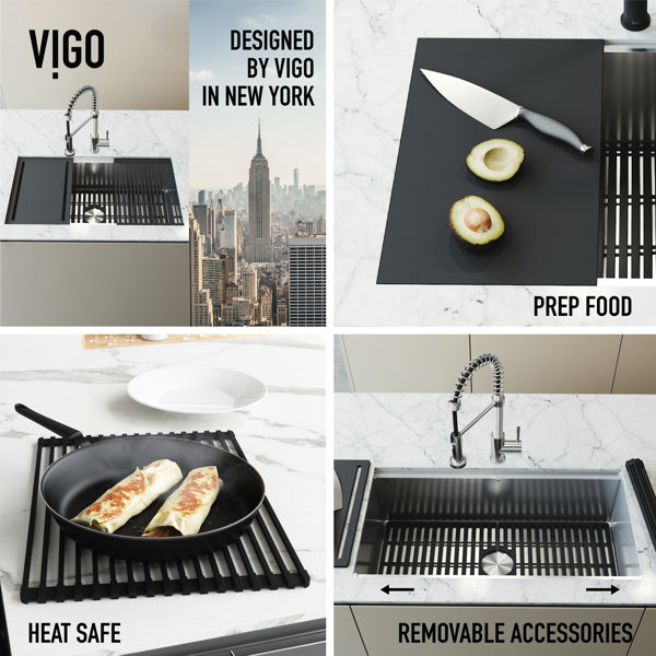 VIGO 36" Mercer Stainless Steel Undermount Kitchen Sink with